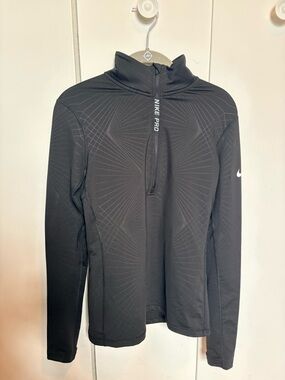 Nike Black Half-Zip Training Top with Subtle Geometric Print
